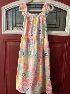 Girls' Pastel Floral Casual Dress - Multicolor